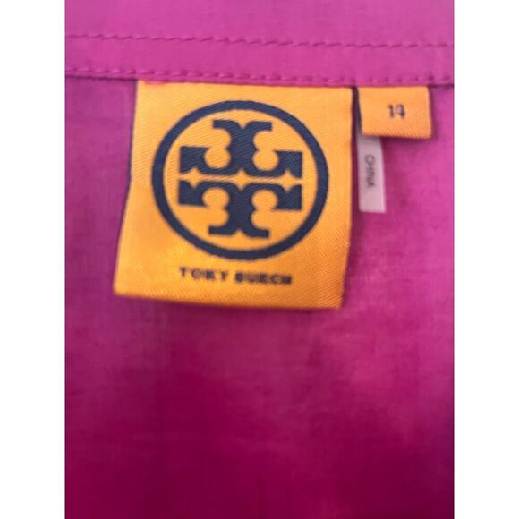 Tory Burch Button Down Women 14 Sheer Cotton Resort Lightweight Preppy Summer - Picture 2 of 12